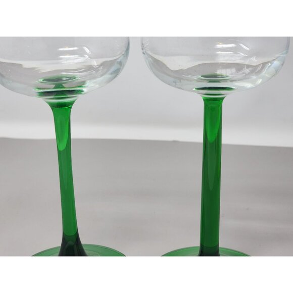 Vintage Green-Stemmed Crystal Wine Glasses Set Of‎ 2 - Picture 6 of 10